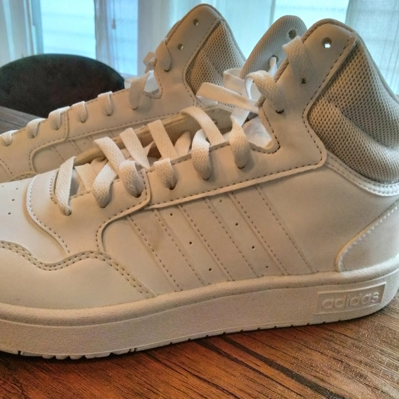 Adidas Hoops 3.0 Mid All White Sneakers - Picture 1 of 9